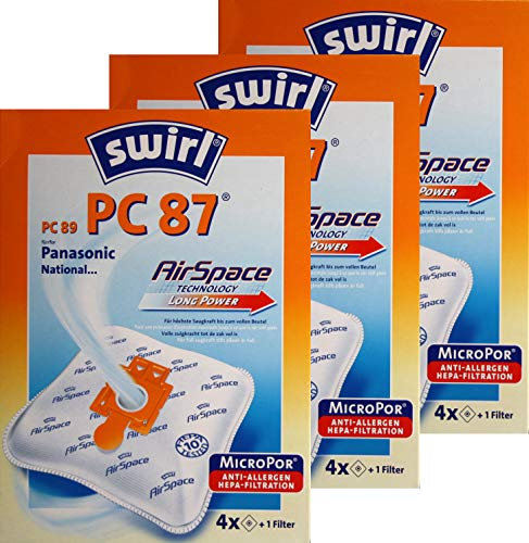 3 Pakete Swirl PC 87 MicroPor Staubsaugerbeutel PC87 = 12 Beutel + 3 Filter