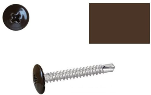 Vis autoperceuses 4,2x25 mm RAL 8014 Brun Sépia tête rondelle par 100