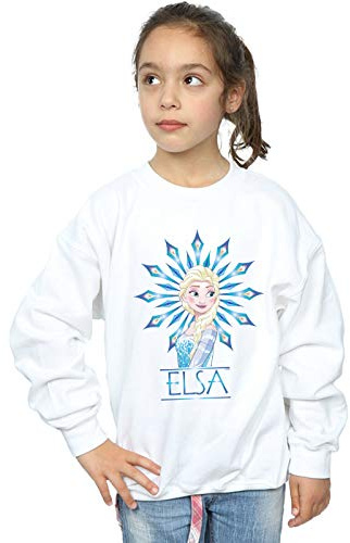 Disney Girls Frozen Elsa Snowflake Sweatshirt White 7-8 Years