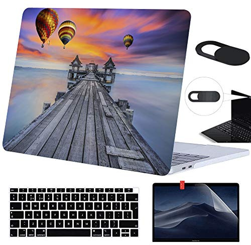 Ausmix for MacBook Pro 13 Inch Hard Case 2016-2019 Release, [4 in 1 Bundle] PC Shell+Silicone Keyboard Protector+Screen Protector+Mini Webcam Cover for A1706/A1708/A1989/a2159-01Balloon