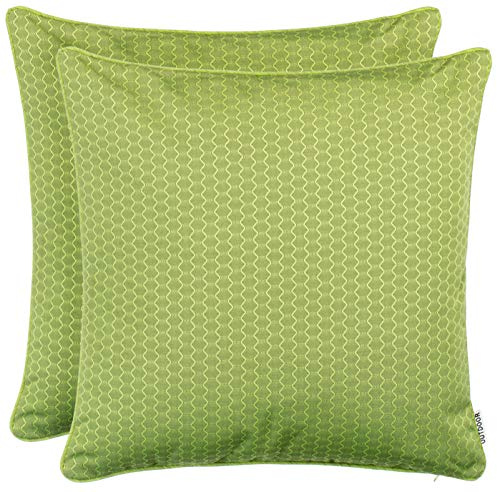 Brandsseller 2er Set Outdoor Kissen 45 x 45 cm – Wetterfeste Zierkissen mit Paspel in Wabenstruktur – Wasserabweisende Gartenkissen & Dekokissen für draußen – Sofakissen für Balkon & Terrasse - Grün
