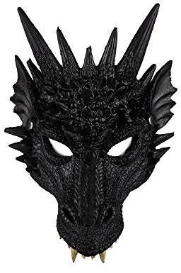BaronHong Halloween Mardi Gras Costume Cosplay Demon Ailes de Dragon pour Adulte Enfant (M, Masque-Noir)