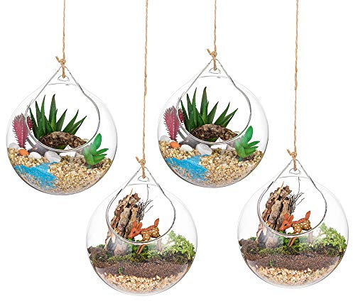 Portacandele da Appendere 4 Pezzi Grande Apertura Vetro Appendere 4 Inches in Vetro Globi Terrario Porta Candele per La Casa Festa Matrimonio Giardino Design Fai da te