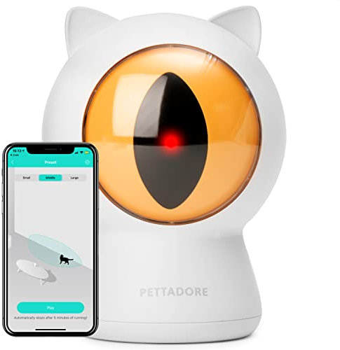 Pettadore - Laser Katzenspielzeug - Smart Laserpointer mit Autoplay und manuell über App - Katzenspielzeug Laserpunkt mit Voreinstellungen und steuerbar über Telefon - Einstellbarer Plan