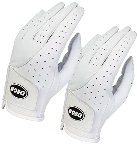 Dega Golf-Handschuhe aus 100 % Cabretta-Leder, für Damen, linke Hand, weicher Griff, Weiß, Größe L