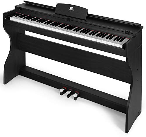 MUSTAR Digital Piano 88 Weighted Keys, Full Size 88 Key Piano Keyboard Semi Weighted, Home Electric Piano with Furniture Stand and Triple Pedal, Music Stand, USB MIDI, Black