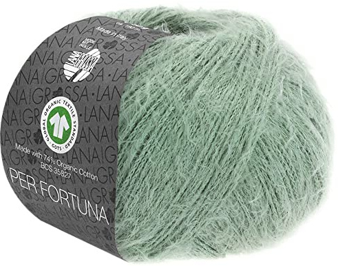 LANA GROSSA Per Fortuna GOTS | Leichtes Sommerflauschgarn mit Baumwolle | Handstrickgarn aus 74% Baumwolle (Bio) & 26% Polyamid | 50g Wolle zum Stricken & Häkeln | 190m Garn FB 14