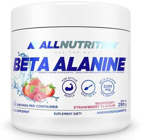 ALLNUTRITION Endurance Max Beta Alanin - Aminosäure-Nahrungsergänzungsmittel mit Taurin und B6 - Leistungssteigerung - Körperformung & Erholung nach Sporttraining - 250g - Strawberry Raspberry