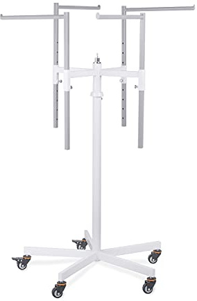 goodsforbusiness GmbH Kreuzständer Kleiderständer mit 4 geraden Armen | 4-Arm-Ständer rollbar höhenverstellbar 118-228cm, B54cm Textilständer Rollständer Konfektionsständer Garderobe Stufenarmständer