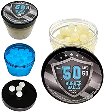SSR 100 x Hochwertige fluoreszierende Gummi Silikon Bälle in 43 Kaliber Paintballs Rubber Balls Reballs leuchtet im Dunkeln für Training und Selbstverteidigung in Blau