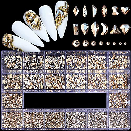 Nail Art Rhinestones Kit 3100pcs,3D Mix Nail Art Rhinestone Crystals Special-Shaped Diamonds Nail Rhinestones for Nails,HOINCO Nail Rhinestones for Rhinestone Box Crystal Kit with Drill Pen