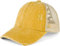 styleBREAKER Damen Baseball Cap im Washed Used Look mit Mesh Einsatz | Ponytail Cap für hohen Zopf | Verstellbare 6-Panel Schildkappe für Sommer und Freizeit, Farbe:Gelb