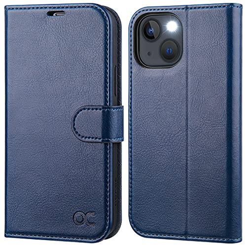 OCASE iPhone 13 Hülle Handyhülle [Premium PU Leder] [Kartenfach] [Magnetverschluss] RFID Schutzhülle Klapphülle Handytasche Lederhülle Handyhülle Tasche Etui Kompatibel für iPhone 13 Blau