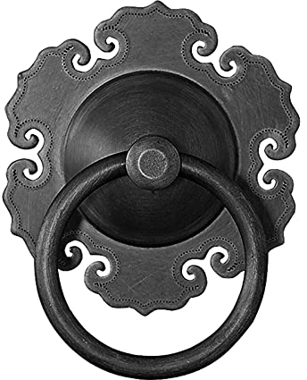 MMQGQ store Türklopfer Antique Ring Design Türklopfer, Schwarze Reine Kupfer Türklopfer, Anti-rost-türgriff Zubehör(Size:21cm Diameter,Color:Schwarz)