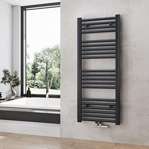 Heilmetz Seche Serviette Eau Chaude 100 x 40 cm,Anthracite, Radiateur Chauffe Serviette Salle de Bain,Méthode de Chauffage - Eau Chaude,seche Serviette Salle de Bain