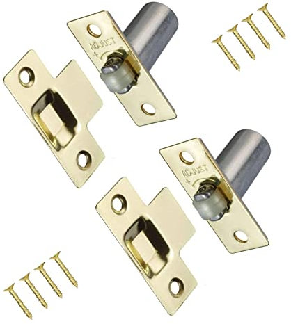 TERF® Verstellbarer Rollenschnäpper aus poliertem Messing, Türschließer, idealer Innentürschnäpper für Türen, Schränke, Schränke und Kleiderschränke inkl. Befestigungsschraube – 2 Stück