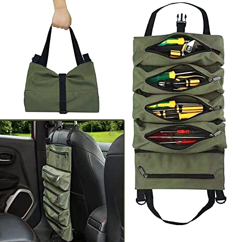 DZOZO Tool Roll Bag - 5 Pocket Tool Tote Carrier with Sling & Wrench Roll Up Pouch Organizer