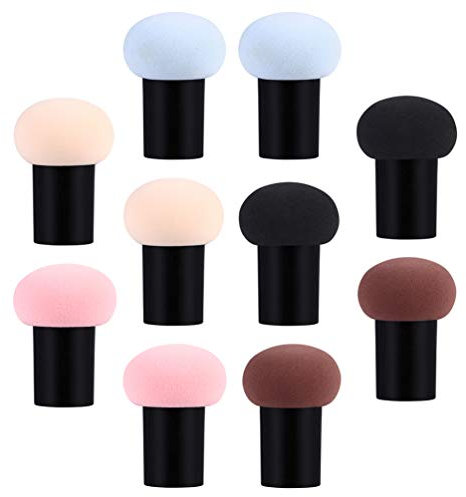 Lurrose Pilzpulver Puff 10Pcs Pilz Make- Up Schwamm mit Griff Kopf Trocken Und Nasse für Fundamentcreme, 5.7x4.1cm