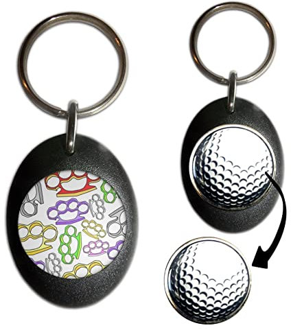 BadgeBeast.co.uk Knuckle Duster Pattern - Black Golf Ball Marker Key Ring