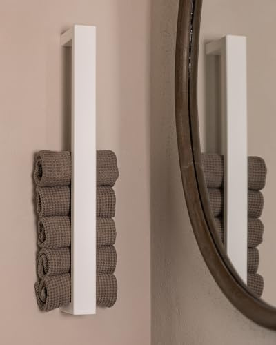 Metallbude Handtuchhalter NALI - Weiß - Wandmontage - Pulverbeschichtetes Stahlrohr - Kratz-, Stoß- & Schlagfest - 4x10x50 cm