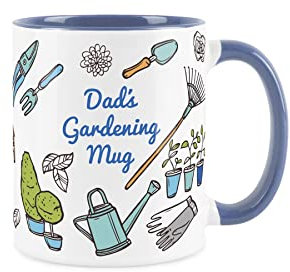 Dad's Gardening Tasse – Gartenarbeit Weiß & Blau Kaffee/Tee Geschenk für Gärtner 325 ml