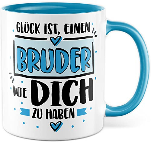 Bruder Tasse mit Spruch Kaffeetasse Stiefbruder Kaffee-Becher Geschwister Geschenk Geschenkidee Geburtstag Dankeschön Familie Lieblingsbruder Junge Bruderherz Brüderchen Halbbruder Brüder
