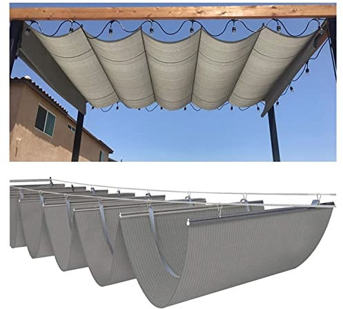 GOCHUSX Voile Pare-Soleil pour L'extérieur, Toile D'ombrage Rétractable pour Pergola, Voile D'ombrage en Fil Métallique Coulissant en Forme De U pour Pergola Treillis Patio(0.6x3m)