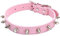 haoyueer Hundehalsband aus Leder, mit Nieten, Pilze, Nieten, Katzenhalsband für kleine mittelgroße Hunde, Katzen, Welpen, Kitty (XS, Rosa)