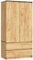 AKORD Zweitüriger Kleiderschrank S 90 cm 2 Schubladen mit Regalen und Einer Kleiderstange für EIN Schlafzimmer Kleiderschränke Minimalistischer Stil Schichtstoffplatte 16 mm | Eiche Craft