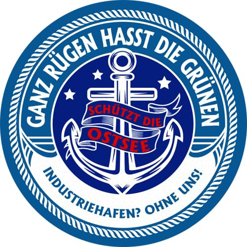 Sammys Shirt Store Ganz Rügen hasst die Grünen-Schützt unsere Ostsee Aufkleber 24 cm