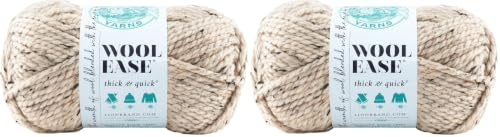 Lion Brand Yarn Company 1-Piece Wool-Ease Thick and Quick, Oatmeal (Pack of 2)