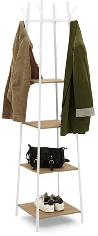 IDMarket - Porte-manteau TIANO design industriel bois et métal blanc