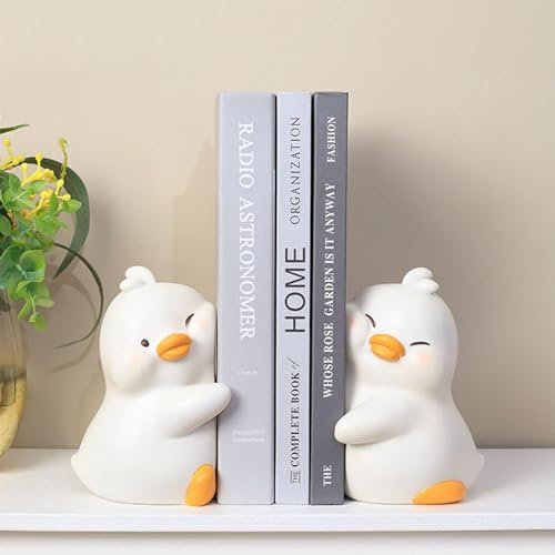 2 Stück Niedliche Enten-Buchstützen, Harz-Tierstatue-Buchstützenständer, Niedliches Enten-Tier-Design Enten- -Buchstützen Für Bücherregale, Heimdekoration Für Buchliebhaber
