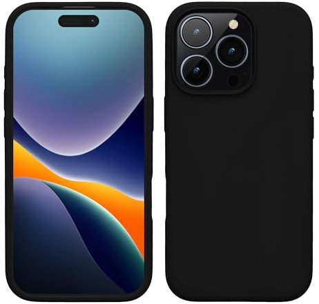 kwmobile Cover per iPhone 16 Pro Custodia - Back Case per Smartphone in Silicone TPU - Protezione Gommata - nero