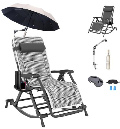 HJXBD888 Mecedora Plegable Tumbona con Sombrilla Tumbona con Cojín De Asiento Extraíble Reposera Plegable Playa Soporta 330 Libras,style4