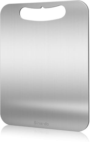 Sinardo Titanium Cutting Boards, Cutting Edge Hygiene & Durability, 100% Pure Titanium Cutting Boards for Kitchen,Double Sided Medical-grade Titanium Cutting Mat (S - 12 x 9 inches)