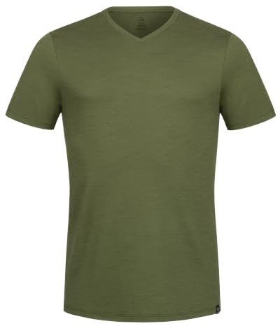 TOM FYFE Premium Merino T-Shirt V-Ausschnitt Herren Waldgruen / 2XL aus 100% Merinowolle – geruchshemmend, atmungsaktiv – Made in Europe