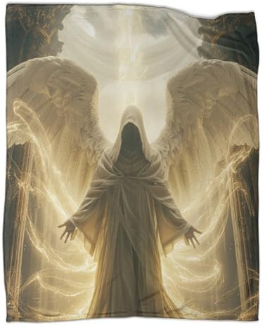 Golden Angel Decke, übergroße, warme, superweiche Decke für Erwachsene mit weichem Anti-Pilling-Flanell für Erwachsene und Kinder, 3D-Druckmuster, 150 x 200 cm