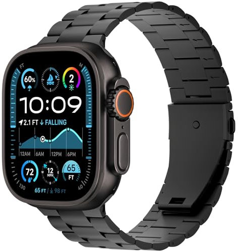 iiteeology Correas de titanio compatibles con Apple Watch Ultra 3/2 de 49 mm, correa mejorada para iWatch de 46 mm, serie 11 para hombre, color negro A