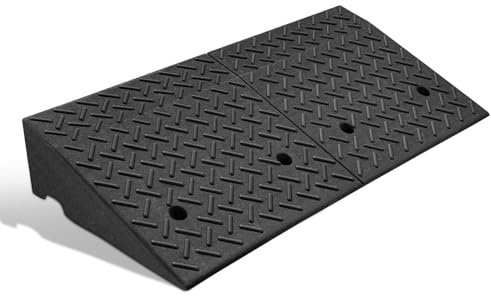 DNA Motoring 6.9 Rise Rubber Curb Ramp Heavy Duty Loading Driveway Ramp Threshold Ramp 39 L x 19.5 W x 6.9 H for Loading Dock, Warehouse, Motorcycles, Cars, TOOLS-00653