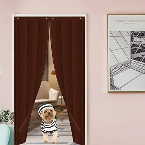 Rideau de porte magnétique très résistant à isolation thermique pour terrasse, balcon, entrée, insonorisant et à fermeture automatique, extra large, parfait pour une utilisation temporaire de garage