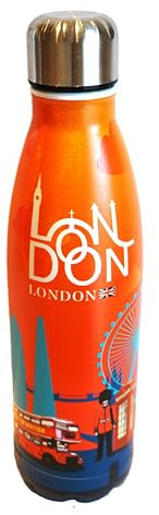 London City Stainless Steel Insulated Flask – 500ml Orange Water Bottle for Hot & Cold Drinks | UK Souvenir