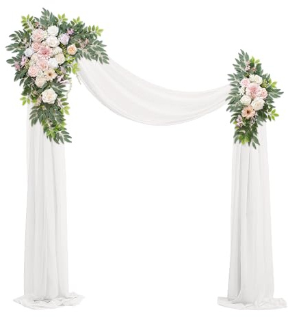 BMQDSM Wedding Arch Flowers with Drapes (Set of 3) Decor and Wedding Arch Draping Artificial Flower Arrangements Wedding Decorations for Reception Wedding (Light Pink)