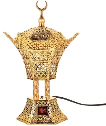 Amosfun Elektrischer Räucherbrenner Mit Stecker Aroma-räucherbrenner Als Geschenk Tragbarer Desktop-räuchergefäßhalter Retro-Design Für Künstlerische Atmosphäre Zum Verbrennen Von Bakhoor