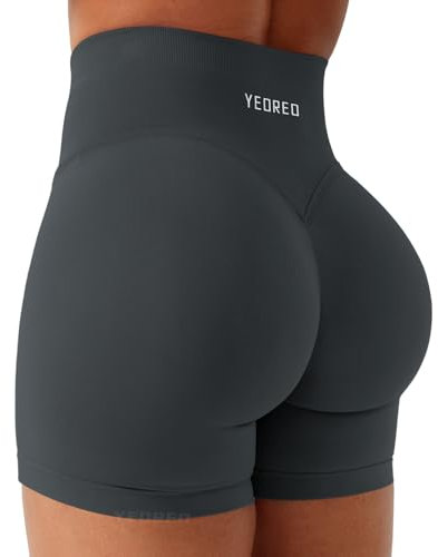 YEOREO Sport Shorts Damen 4.5 Invisible Scrunch Butt Gym Shorts Hoch Taille Booty Yoga Workout Kurze Leggings Asphalt ash XS