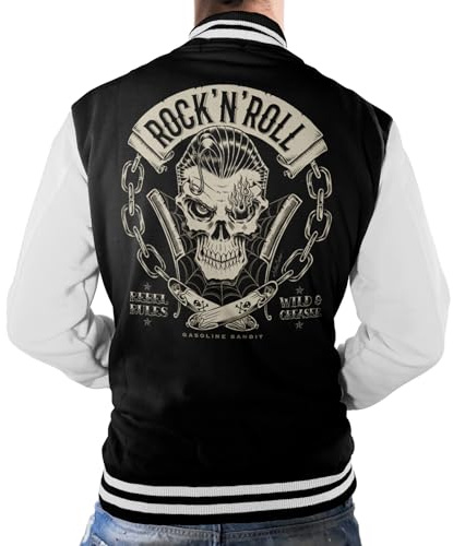 Gasoline Bandit Rockabilly Baseball College Jacke - Old School Hot Rod - Let The Good Times roll