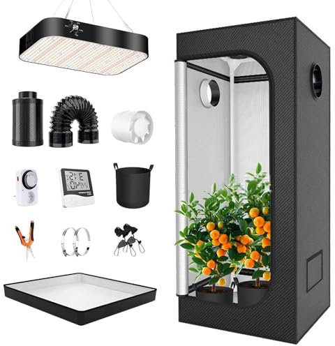 STWBHW Kit for Tenda da Coltivazione, Sistema Completo for Tenda da Coltivazione Indoor, Grow Box con luci LED a Spettro Completo, Kit Filtro a Carbone da 4 in Tessuto Oxford 600D, for Cucina