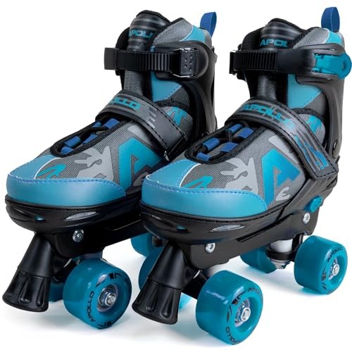 Apollo Champion Adjustable Quad Skate - verstellbare Rollschuhe für Kinder, komfortable, größenverstellbare LED Roller Skates, für Mädchen und Jungen, Größen 31-42