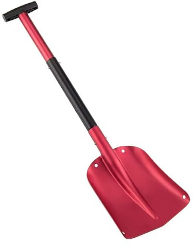 Outdoor Equipment - Pala da neve in alluminio, design pieghevole in 3 pezzi, perfetta per auto, campeggio e altre attività all'aperto, colore: rosso opaco
