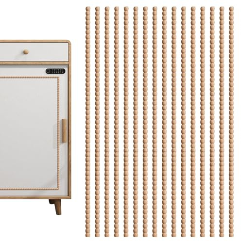 Fatiya 16 Stück 3D-Holzleisten mit Perlenverzierung, 40 cm, beige halbrund, für Möbelrahmen, Spiegel, Wände, Türen, Schränke, Kommoden, Regale